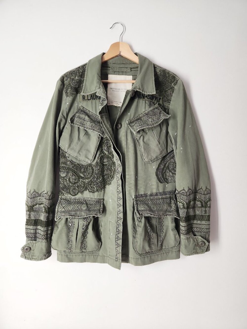 Denim & Supply Ralph Lauren military-style green embroidered utility jacket S